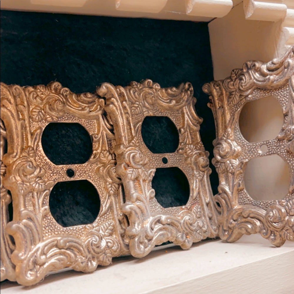 Antique Victorian Filigree Switch Plate Covers-Set of 6